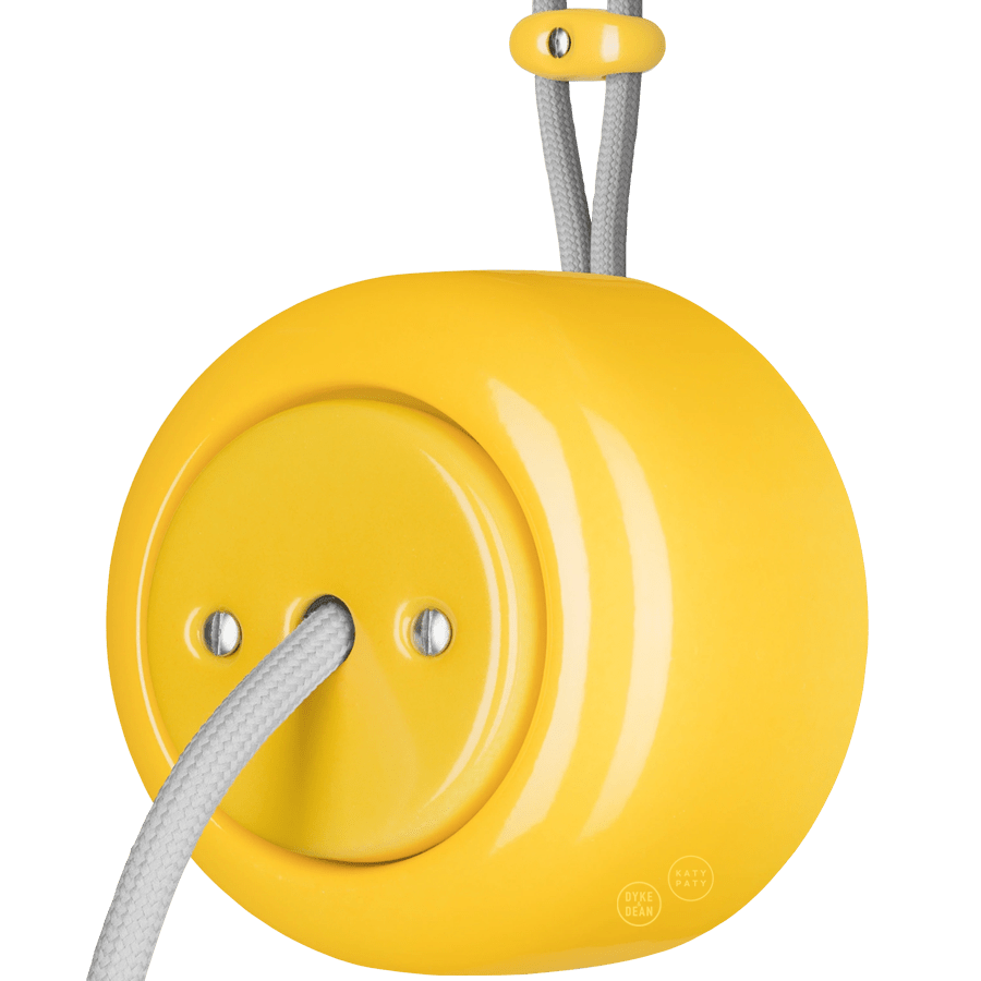 PORCELAIN ROUND SURFACE MOUNTED CABLE GLAND SOCKET YELLOW - DYKE & DEAN