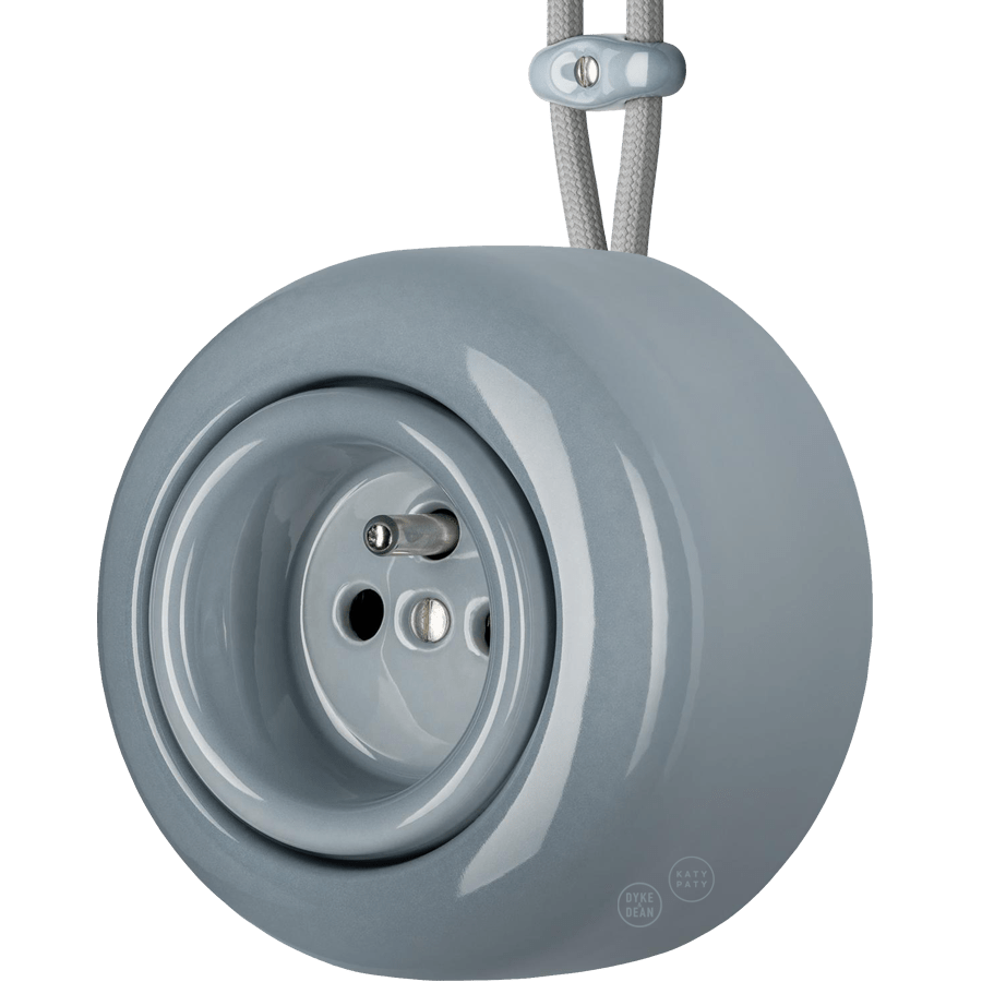 PORCELAIN ROUND SURFACE MOUNTED EURO SOCKET ASH GREY - DYKE & DEAN