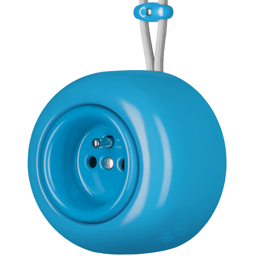 PORCELAIN ROUND SURFACE MOUNTED EURO SOCKET AZURE - DYKE & DEAN