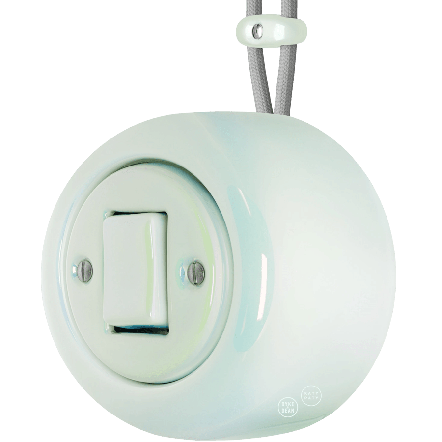PORCELAIN ROUND SURFACE MOUNTED FAT BUTTON SWITCH CONCHA - DYKE & DEAN