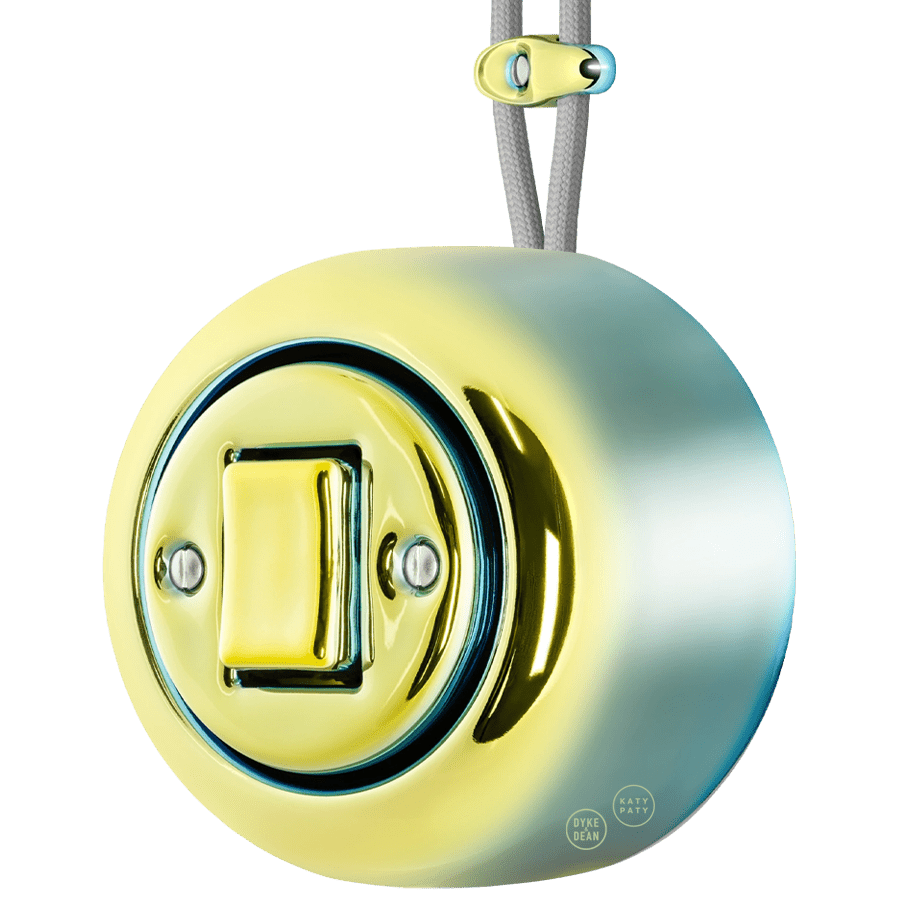 PORCELAIN ROUND SURFACE MOUNTED FAT BUTTON SWITCH LUCEDO - DYKE & DEAN