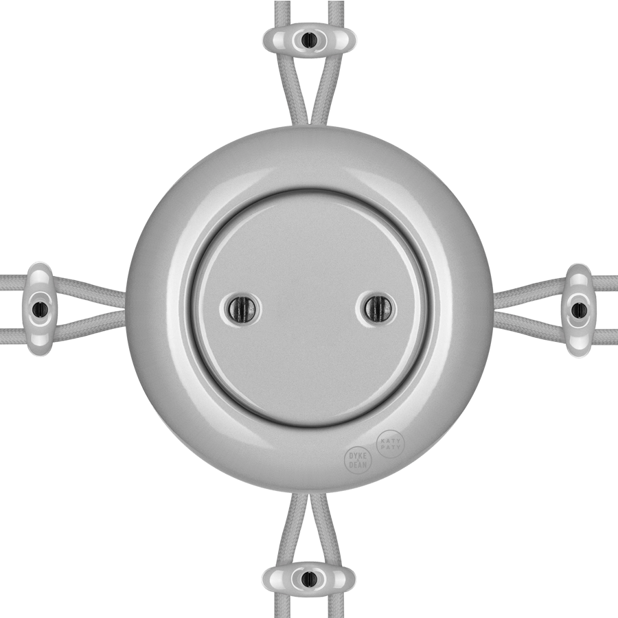 PORCELAIN ROUND SURFACE MOUNTED JUNCTION BOX GREY - DYKE & DEAN