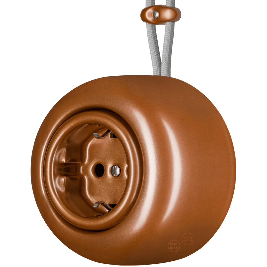 PORCELAIN ROUND SURFACE MOUNTED SCHUKO SOCKET COPPER - DYKE & DEAN