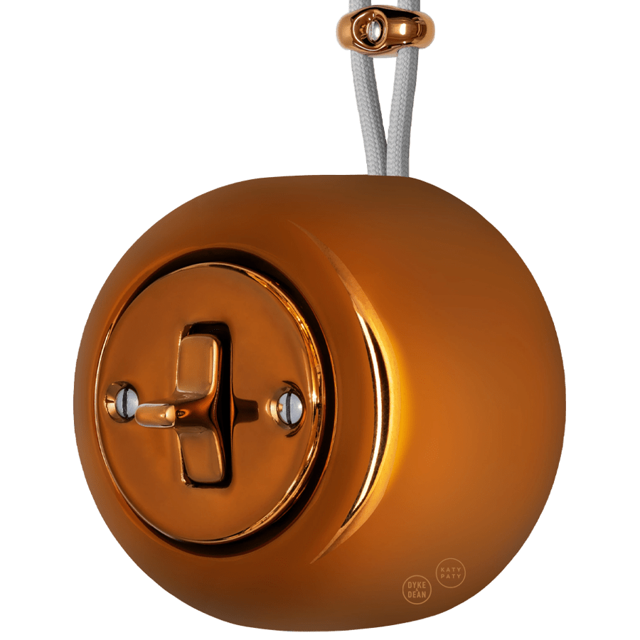 PORCELAIN ROUND SURFACE MOUNTED TOGGLE BUTTON SWITCH BRONZE - DYKE & DEAN