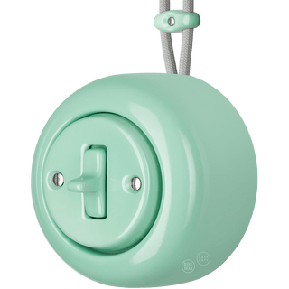 PORCELAIN ROUND SURFACE MOUNTED TOGGLE BUTTON SWITCH MINT - DYKE & DEAN