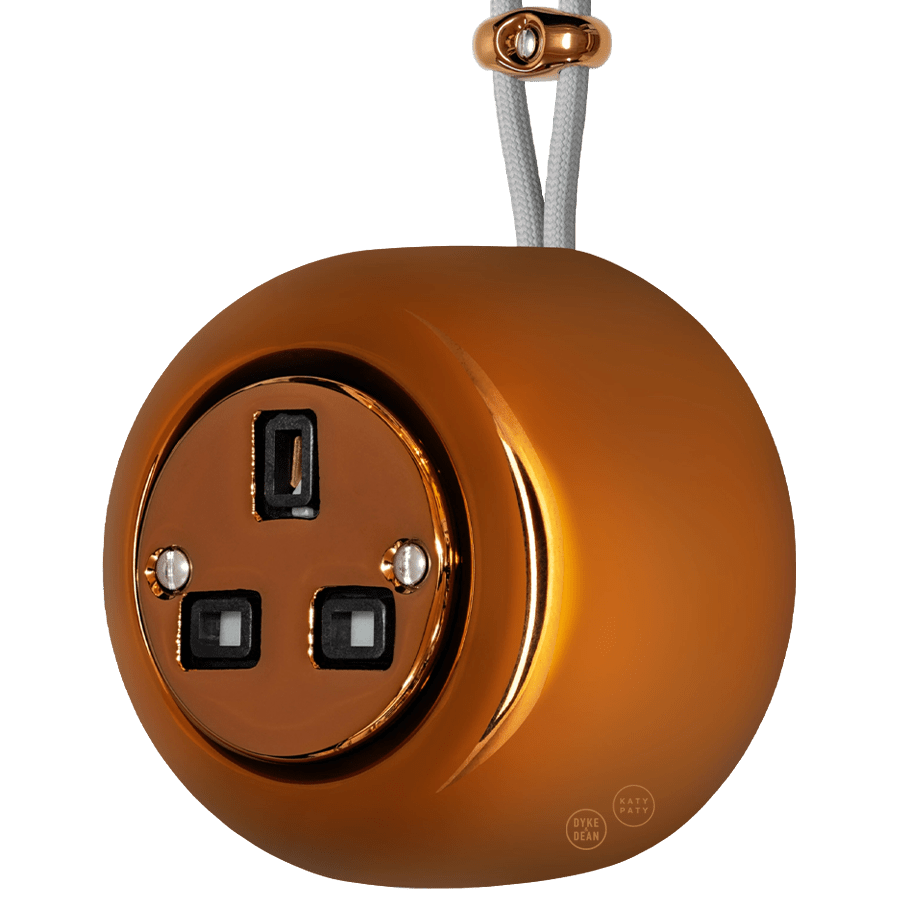PORCELAIN ROUND SURFACE MOUNTED UK SOCKET BRONZE - DYKE & DEAN