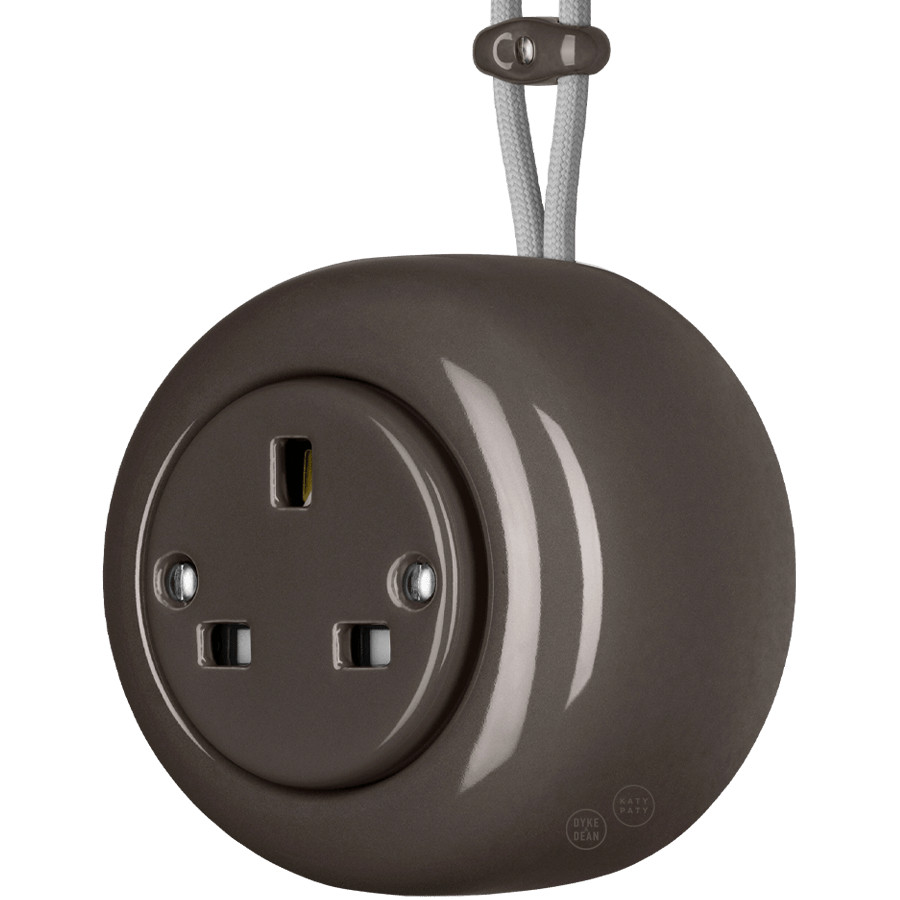 PORCELAIN ROUND SURFACE MOUNTED UK SOCKET BROWN - DYKE & DEAN