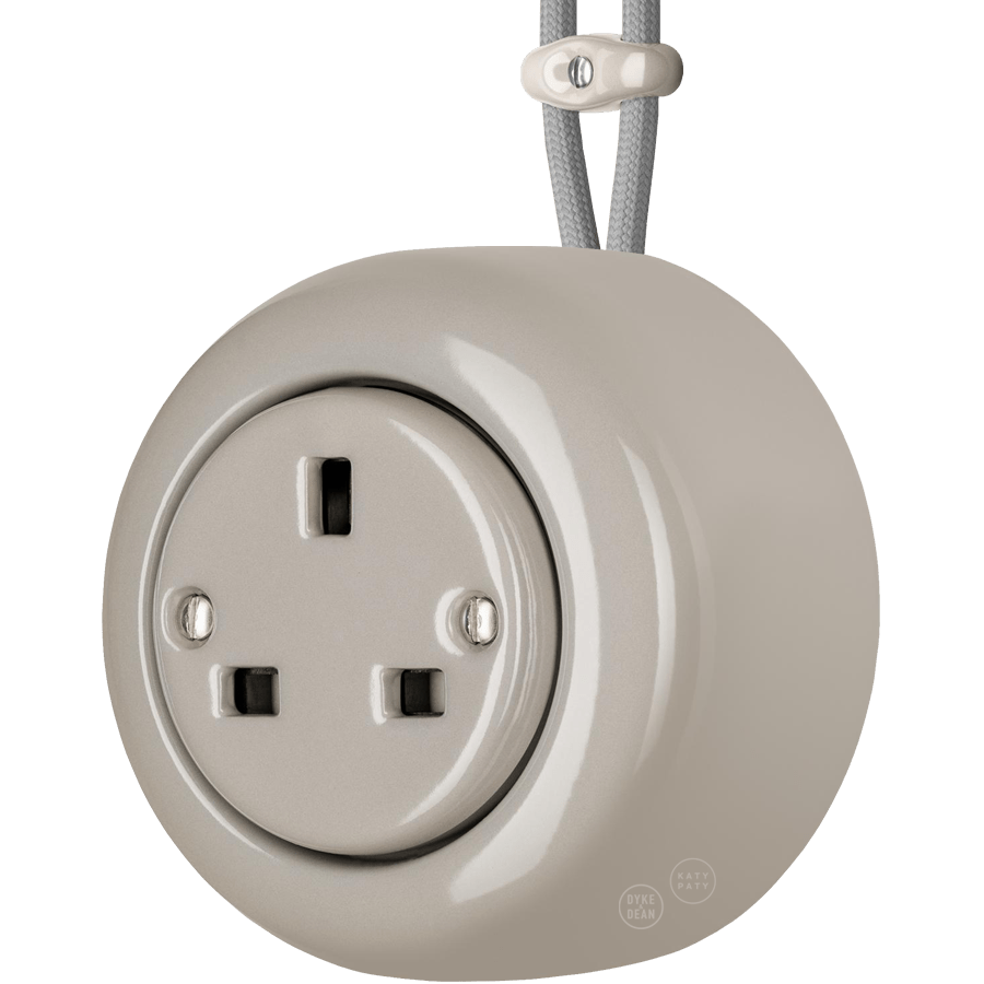 PORCELAIN ROUND SURFACE MOUNTED UK SOCKET CAPPUCCINO - DYKE & DEAN