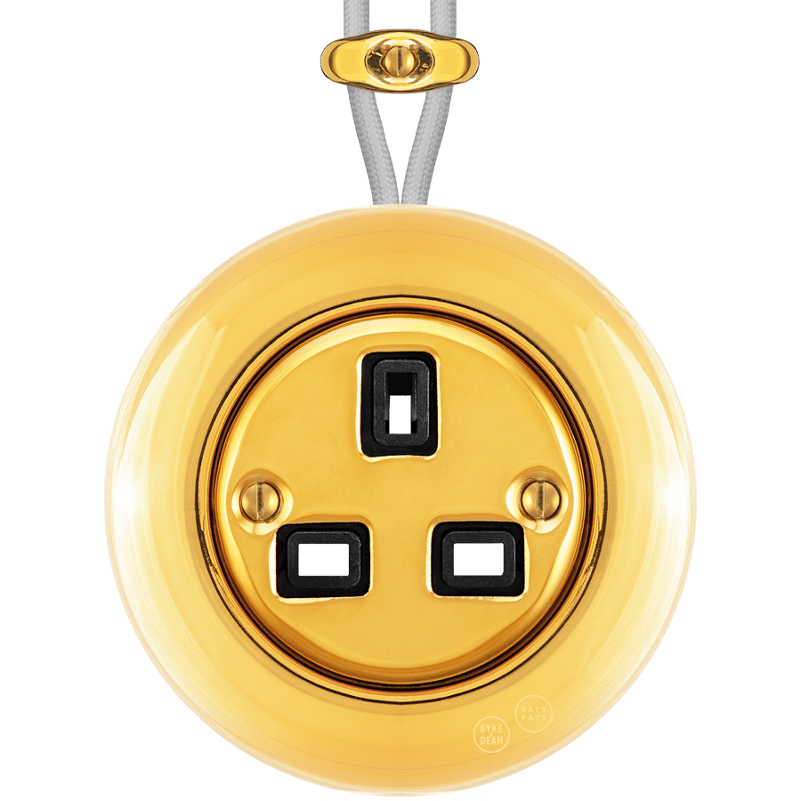 PORCELAIN ROUND SURFACE MOUNTED UK SOCKET GOLD - DYKE & DEAN