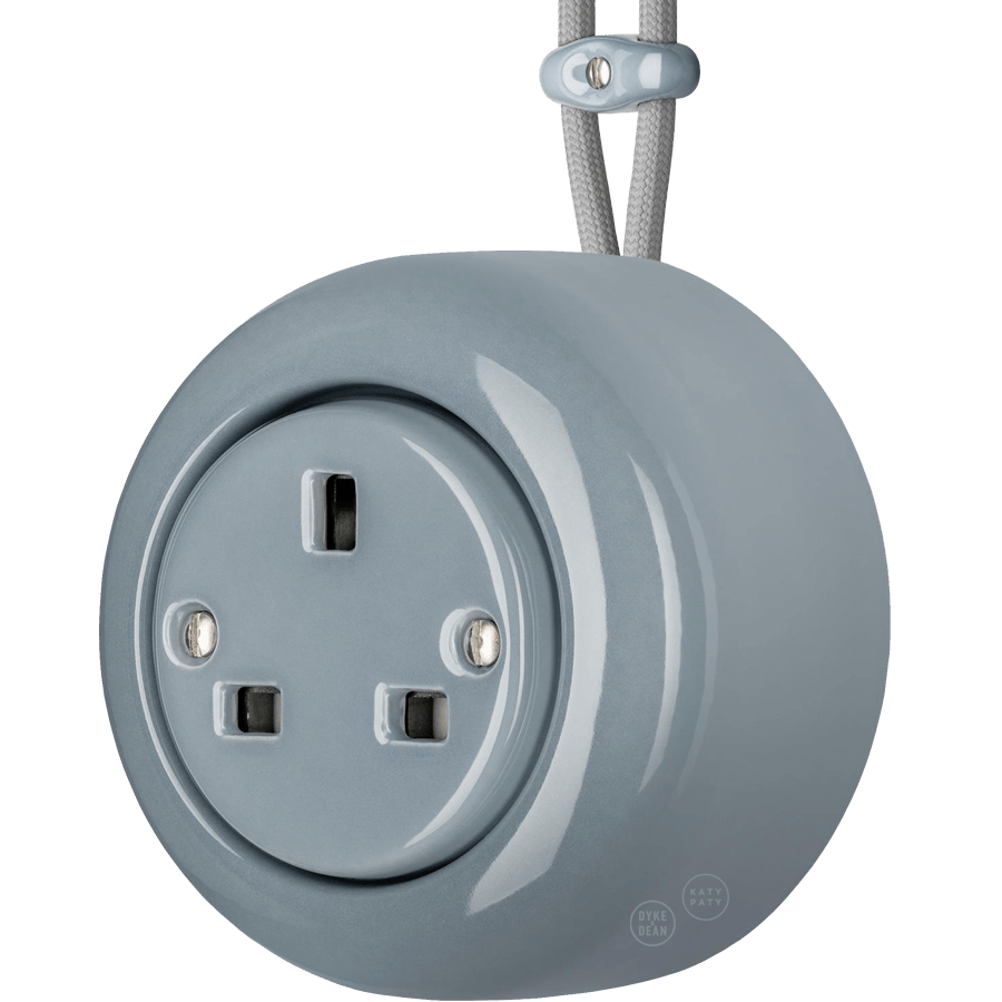 PORCELAIN ROUND SURFACE MOUNTED UK SOCKET GREY - DYKE & DEAN