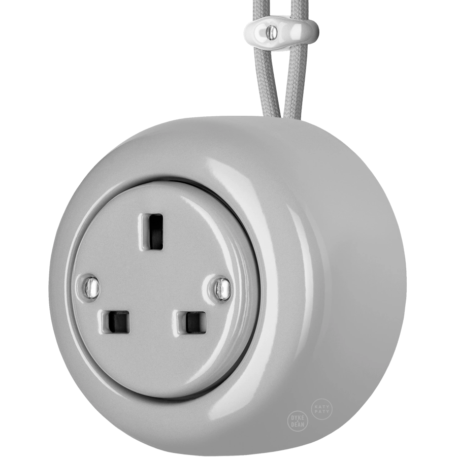 PORCELAIN ROUND SURFACE MOUNTED UK SOCKET GREY - DYKE & DEAN