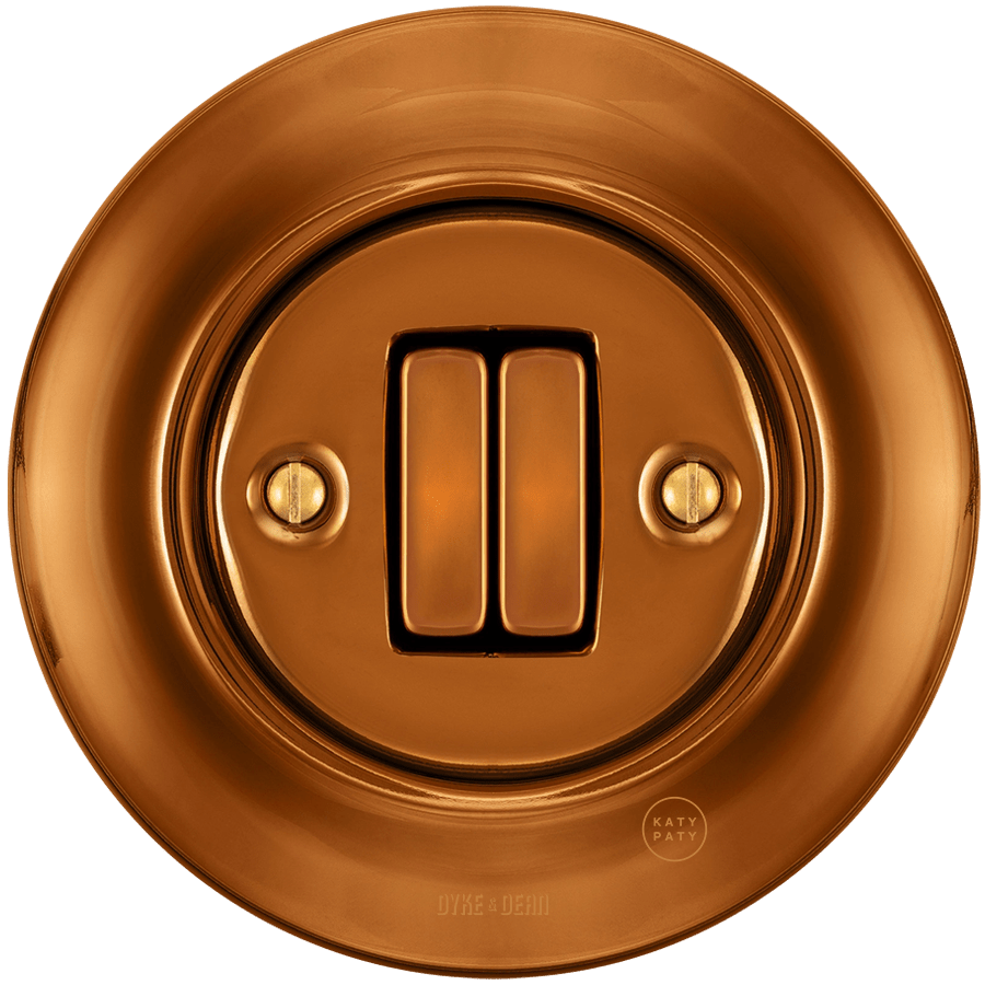 PORCELAIN WALL LIGHT SWITCH BRONZE DOUBLE - DYKE & DEAN