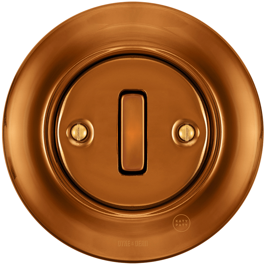 PORCELAIN WALL LIGHT SWITCH BRONZE SLIM BUTTON - DYKE & DEAN