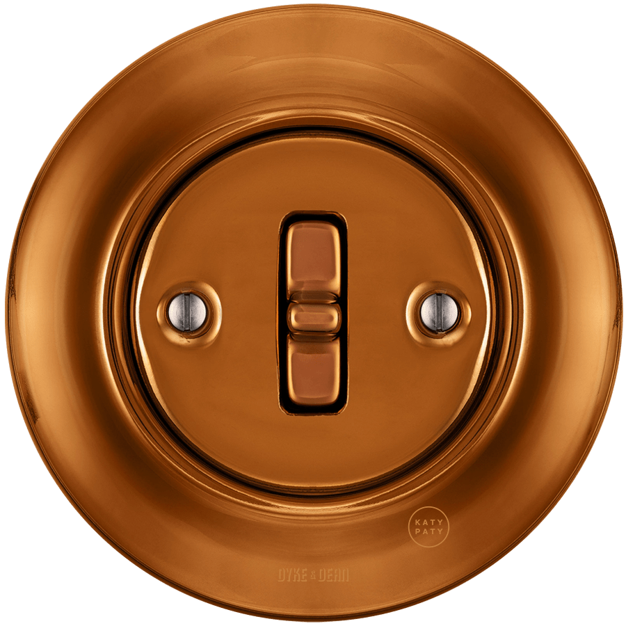 PORCELAIN WALL LIGHT SWITCH BRONZE TOGGLE - DYKE & DEAN