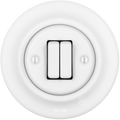 PORCELAIN WALL LIGHT SWITCH DOUBLE SLIM MATT WHITE - DYKE & DEAN