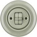 PORCELAIN WALL LIGHT SWITCH GREY GREEN 2 TOGGLE - DYKE & DEAN