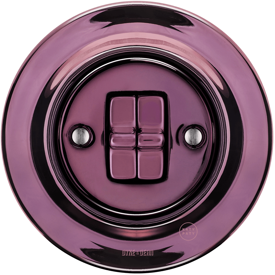 PORCELAIN WALL LIGHT SWITCH PURPLE 2 TOGGLE - DYKE & DEAN