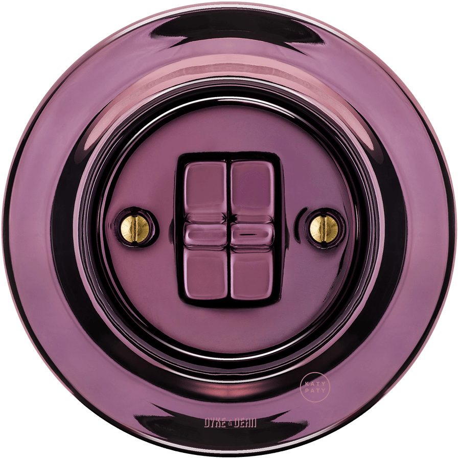PORCELAIN WALL LIGHT SWITCH PURPLE 2 TOGGLE - DYKE & DEAN