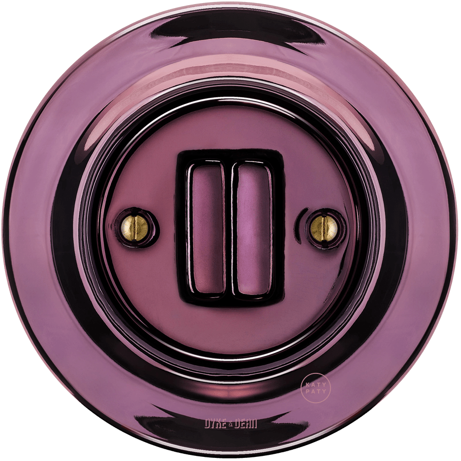 PORCELAIN WALL LIGHT SWITCH PURPLE DOUBLE - DYKE & DEAN