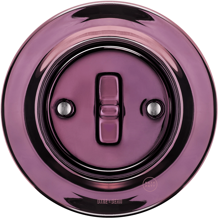 PORCELAIN WALL LIGHT SWITCH PURPLE TOGGLE - DYKE & DEAN