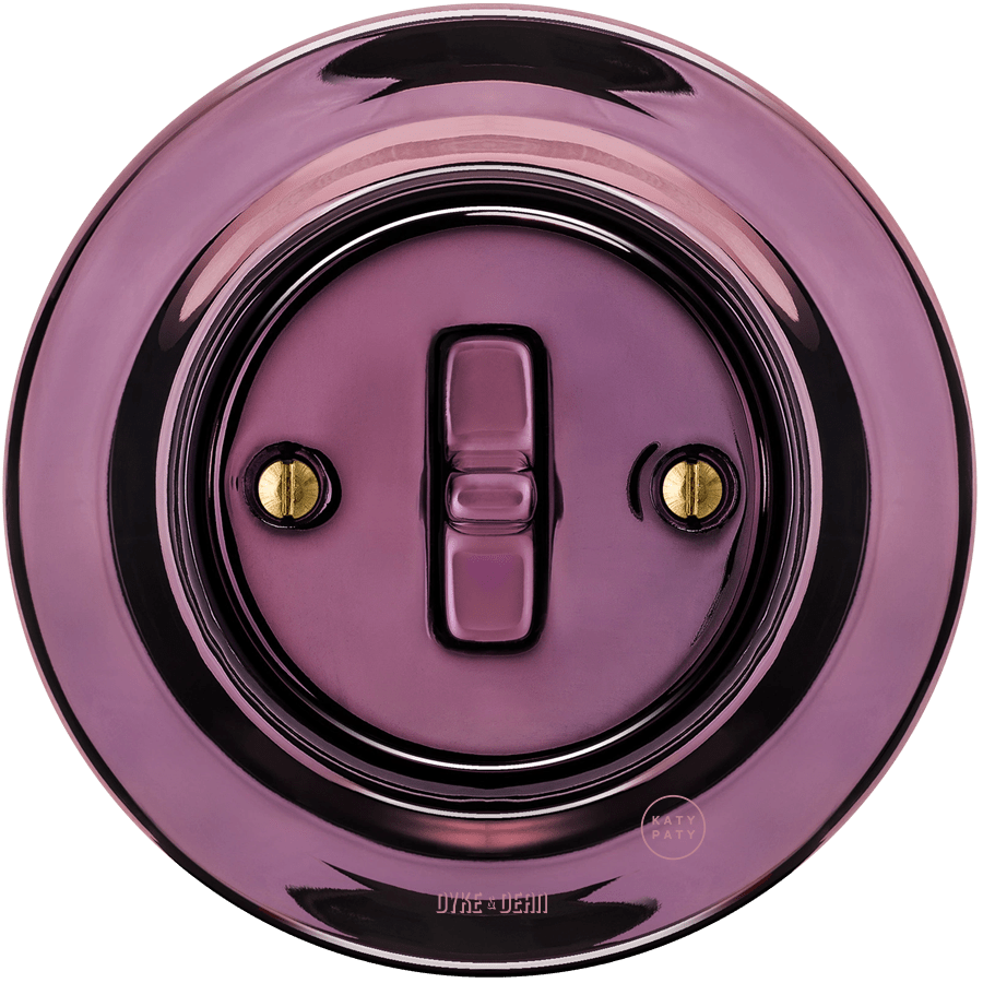 PORCELAIN WALL LIGHT SWITCH PURPLE TOGGLE - DYKE & DEAN
