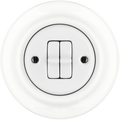 PORCELAIN WALL LIGHT SWITCH WHITE 2 TOGGLE - DYKE & DEAN