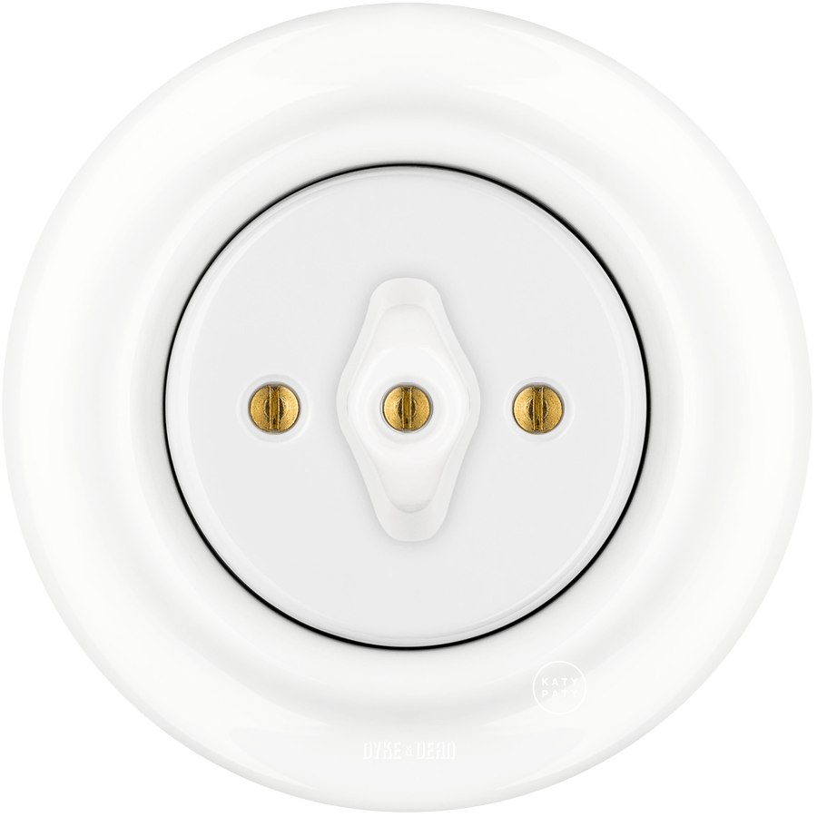 PORCELAIN WALL LIGHT SWITCH WHITE ROTARY - DYKE & DEAN