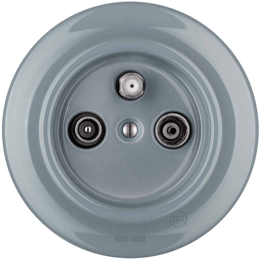 PORCELAIN WALL SOCKET ASH GREY TV ANTENNA - DYKE & DEAN