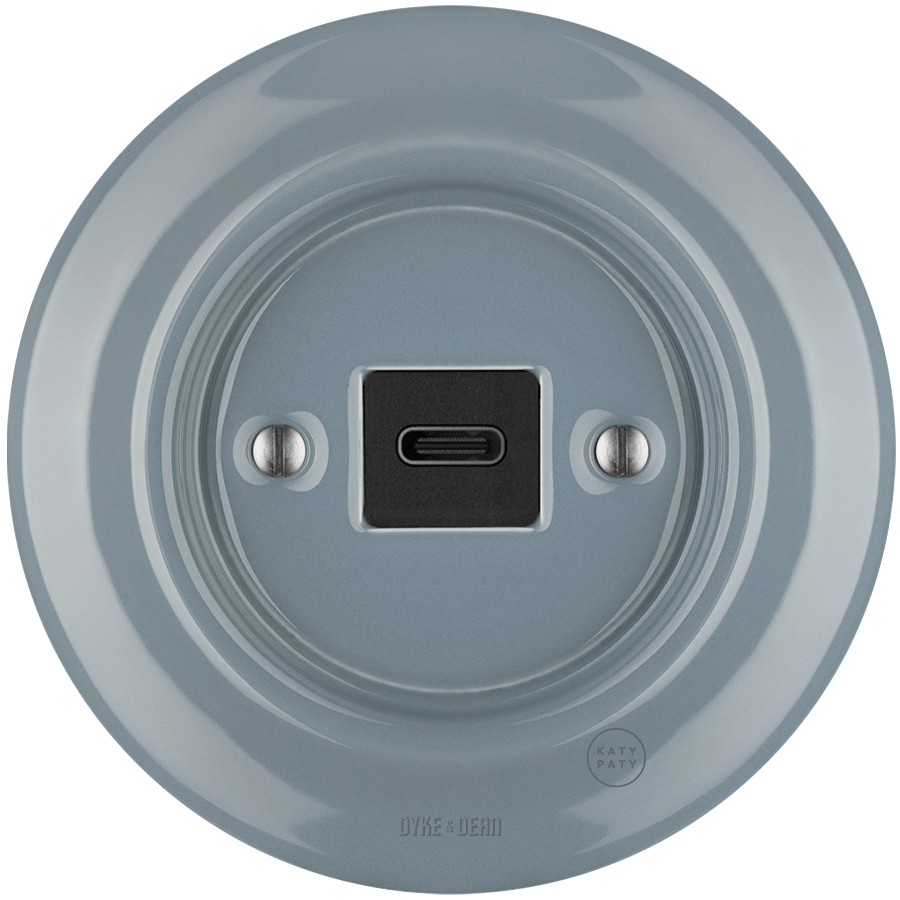 PORCELAIN WALL SOCKET ASH GREY USB - C - DYKE & DEAN