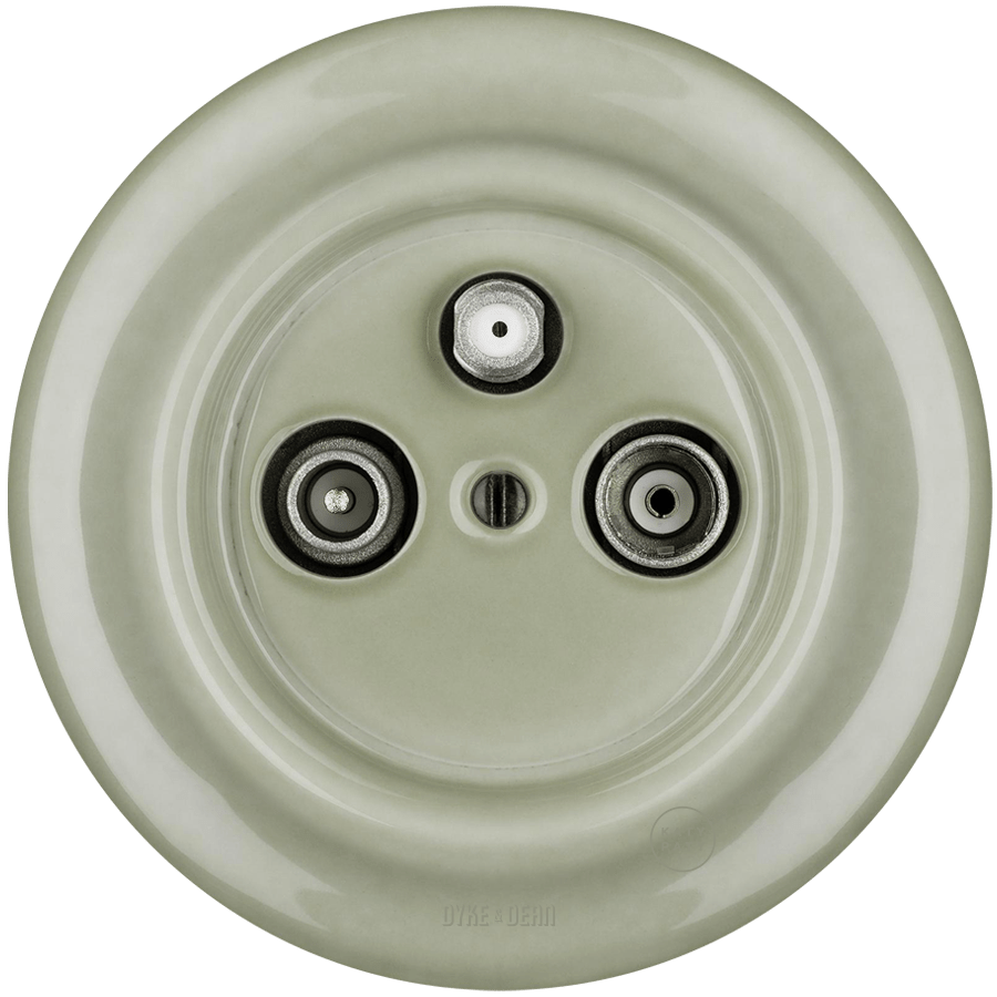 PORCELAIN WALL SOCKET GREY GREEN TV ANTENNA - DYKE & DEAN