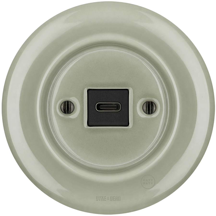 PORCELAIN WALL SOCKET GREY GREEN USB - C - DYKE & DEAN