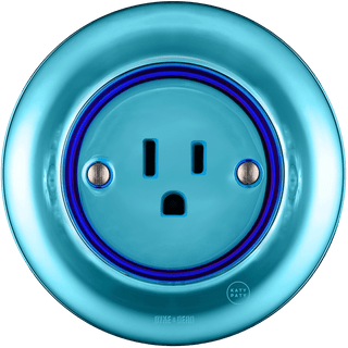 PORCELAIN WALL SOCKET SKY BLUE USA 15 AMP - DYKE & DEAN