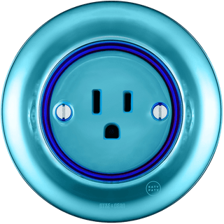 PORCELAIN WALL SOCKET SKY BLUE USA 15 AMP - DYKE & DEAN