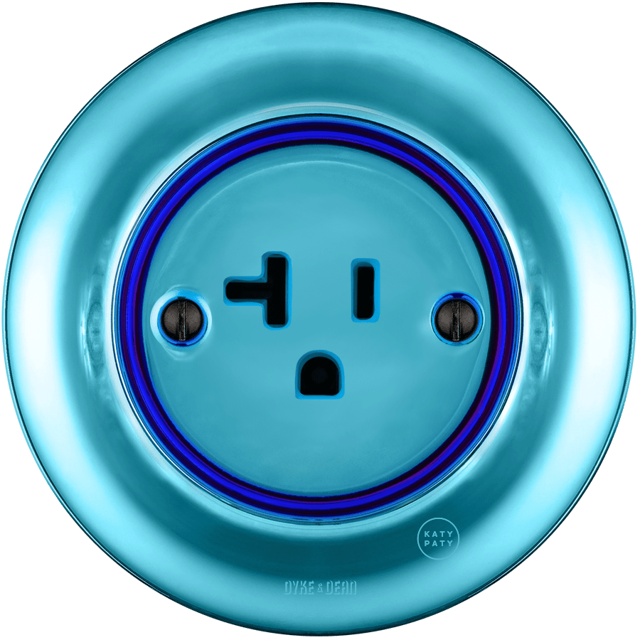 PORCELAIN WALL SOCKET SKY BLUE USA 20 AMP - DYKE & DEAN