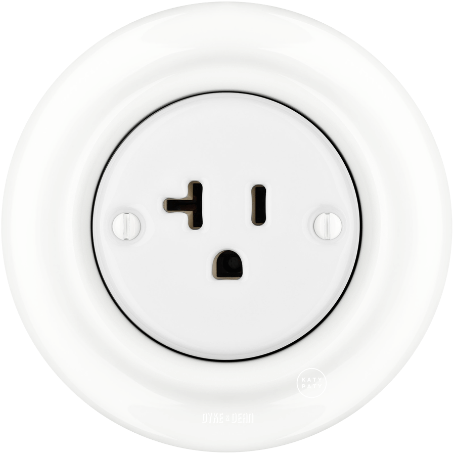 PORCELAIN WALL SOCKET USA WHITE 20 AMP - DYKE & DEAN