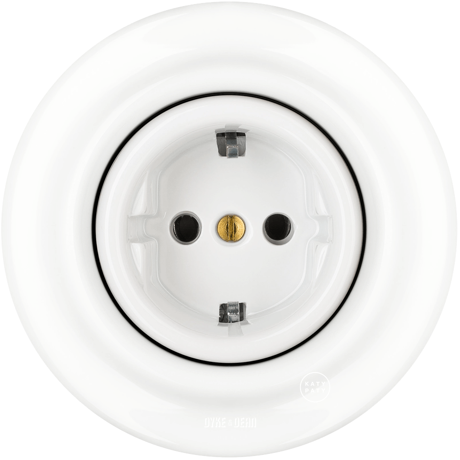 PORCELAIN WALL SOCKET WHITE SCHUKO - DYKE & DEAN