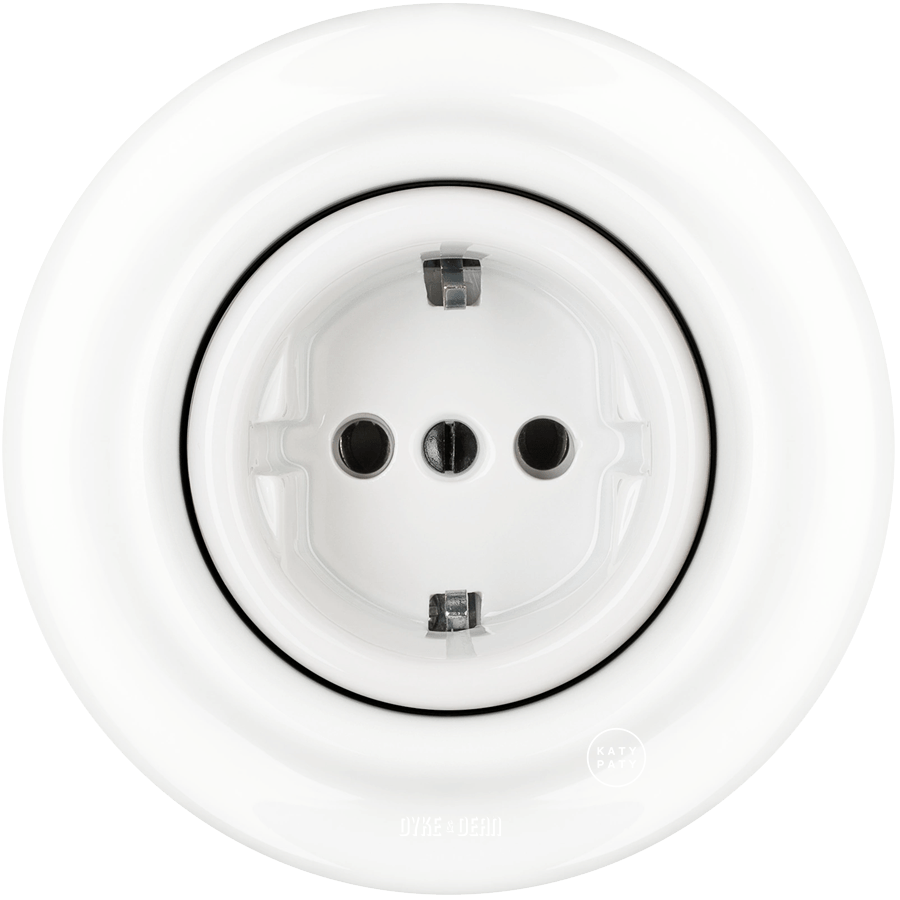 PORCELAIN WALL SOCKET WHITE SCHUKO - DYKE & DEAN