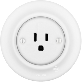 PORCELAIN WALL US 15 AMP PLUG SOCKET MATT WHITE - DYKE & DEAN