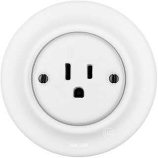 PORCELAIN WALL US 15 AMP PLUG SOCKET MATT WHITE - DYKE & DEAN