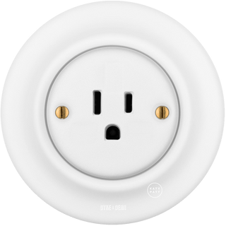 PORCELAIN WALL US 15 AMP PLUG SOCKET MATT WHITE - DYKE & DEAN