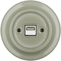 Grey Green porcelain flush USB wall charger by Katy Paty
