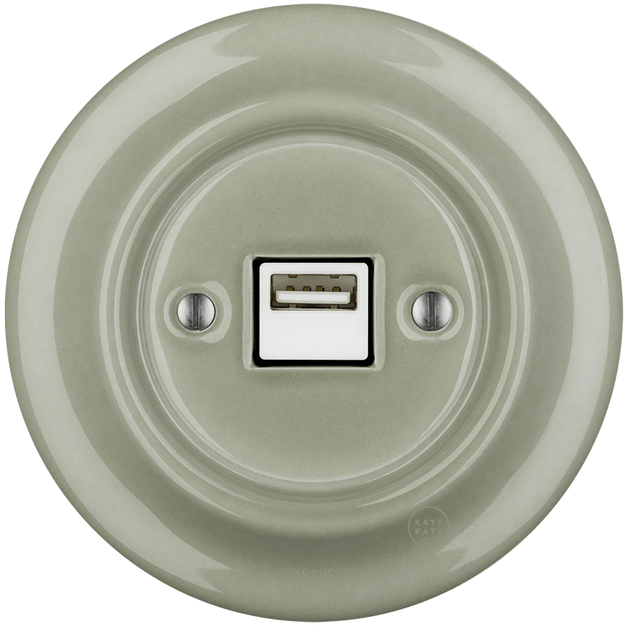 PORCELAIN WALL USB CHARGER GREY GREEN - DYKE & DEAN