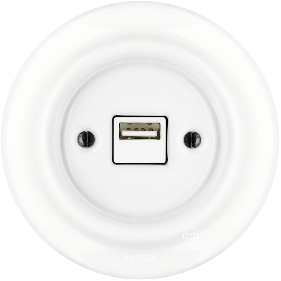 PORCELAIN WALL USB CHARGER WHITE - DYKE & DEAN
