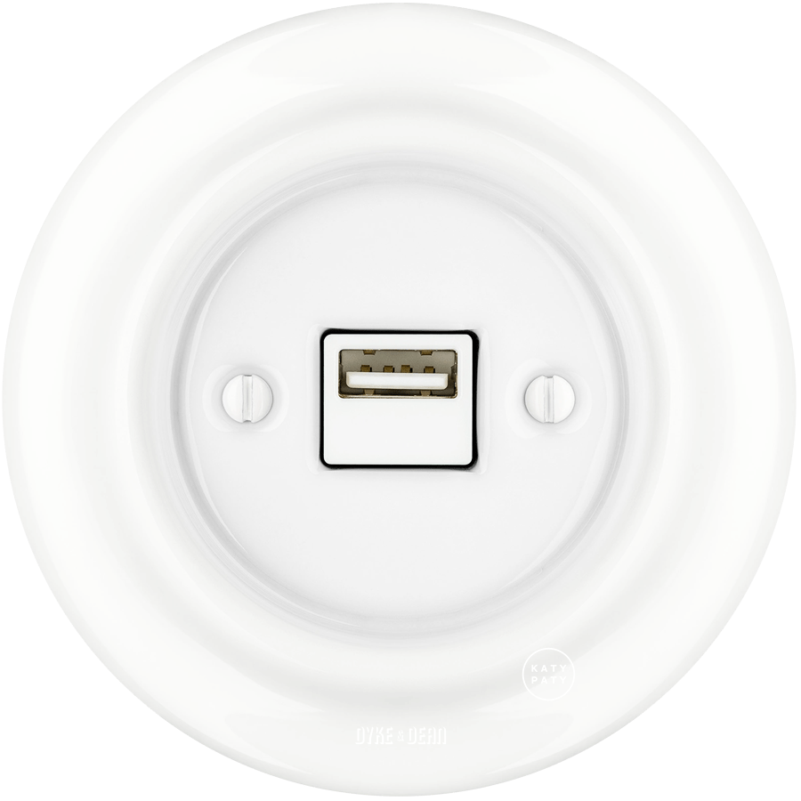 PORCELAIN WALL USB CHARGER WHITE - DYKE & DEAN