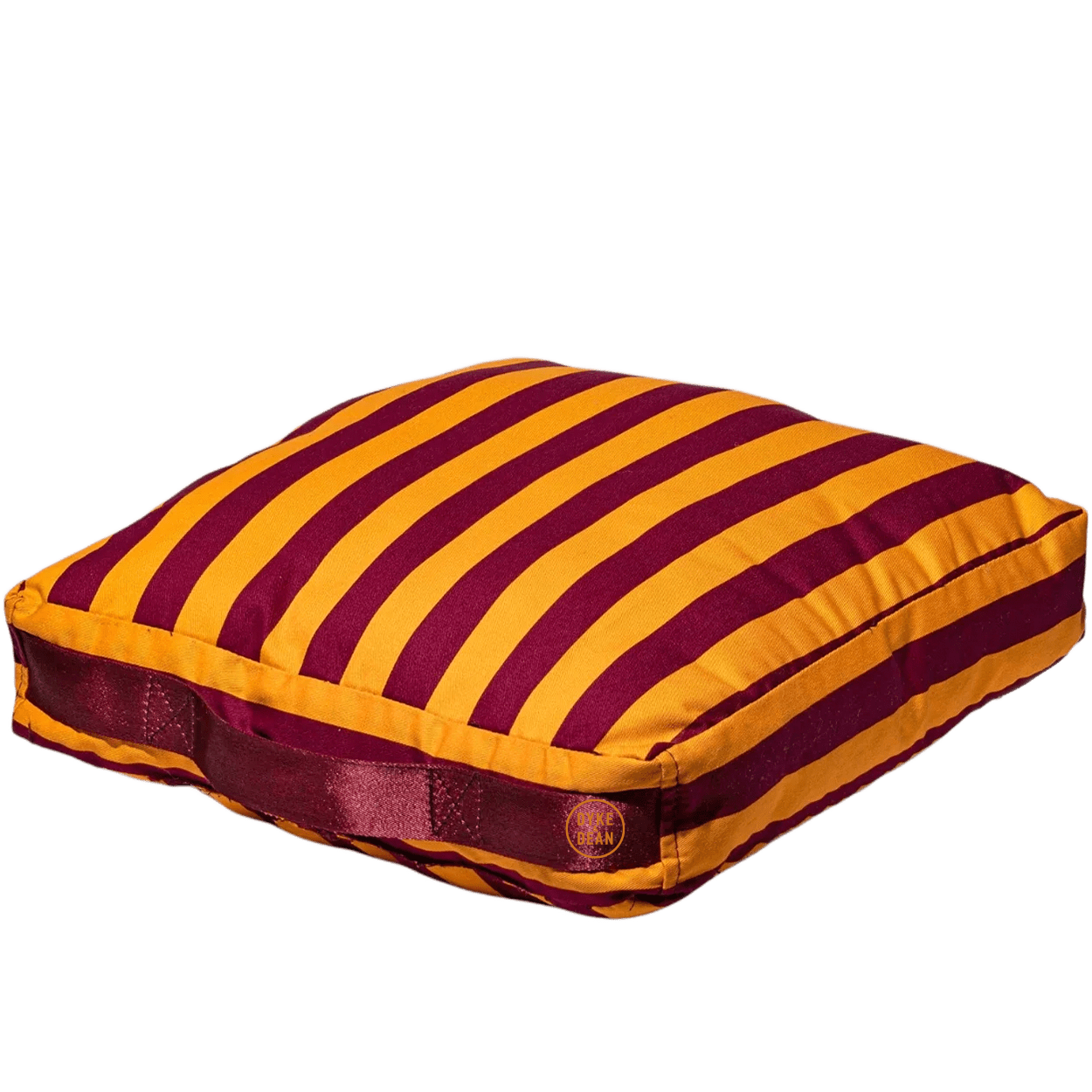 PORTABLE STRIPE BLOCK CUSHION BURGUNDY MUSTARD - DYKE & DEAN