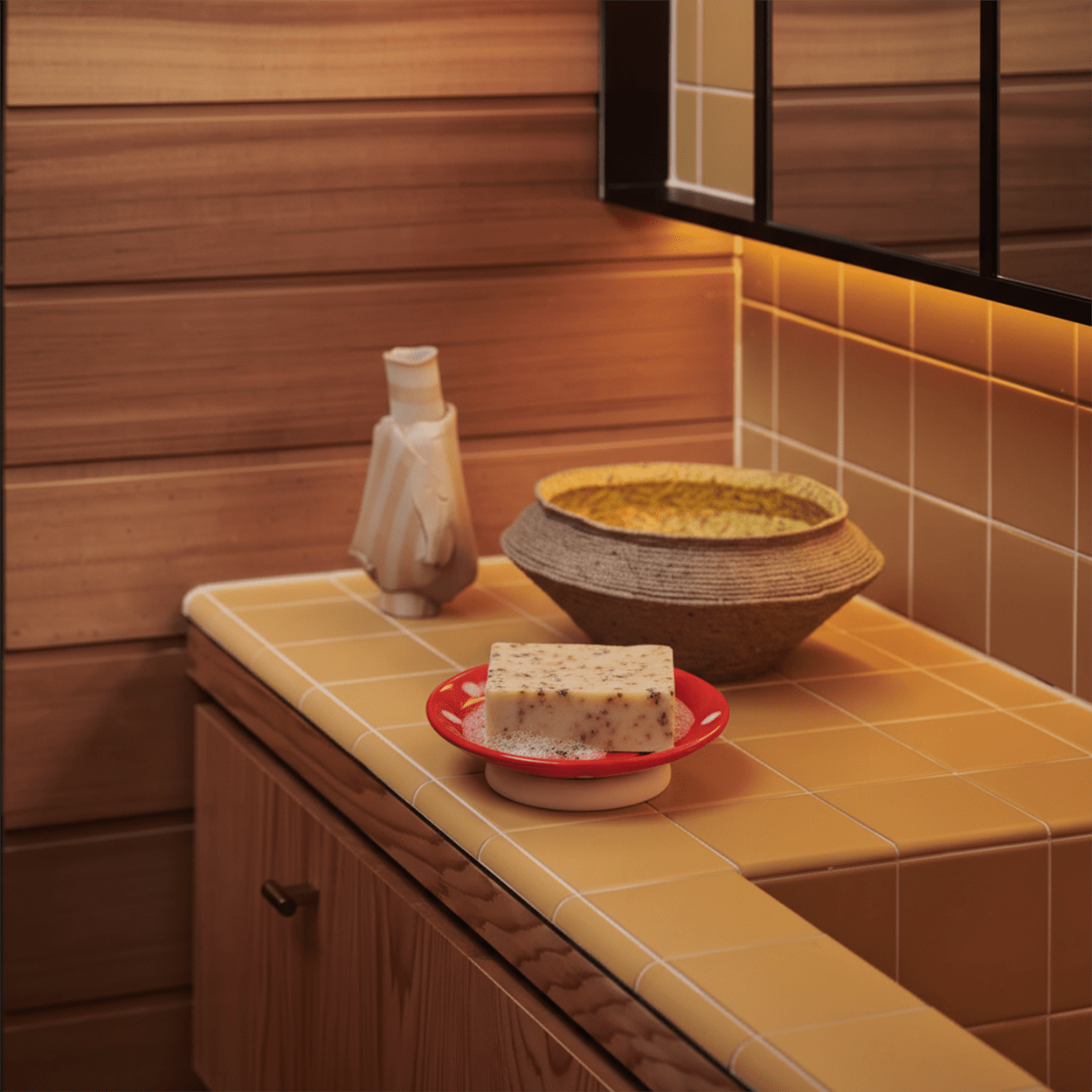 RED MUSHROOM CERAMIC SOAP DISH - DYKE & DEAN