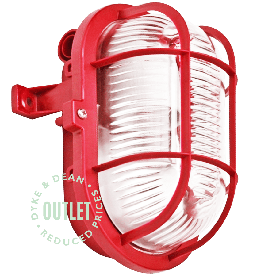 RED PLASTIC OVAL BULKHEAD LAMP OUTLET - DYKE & DEAN