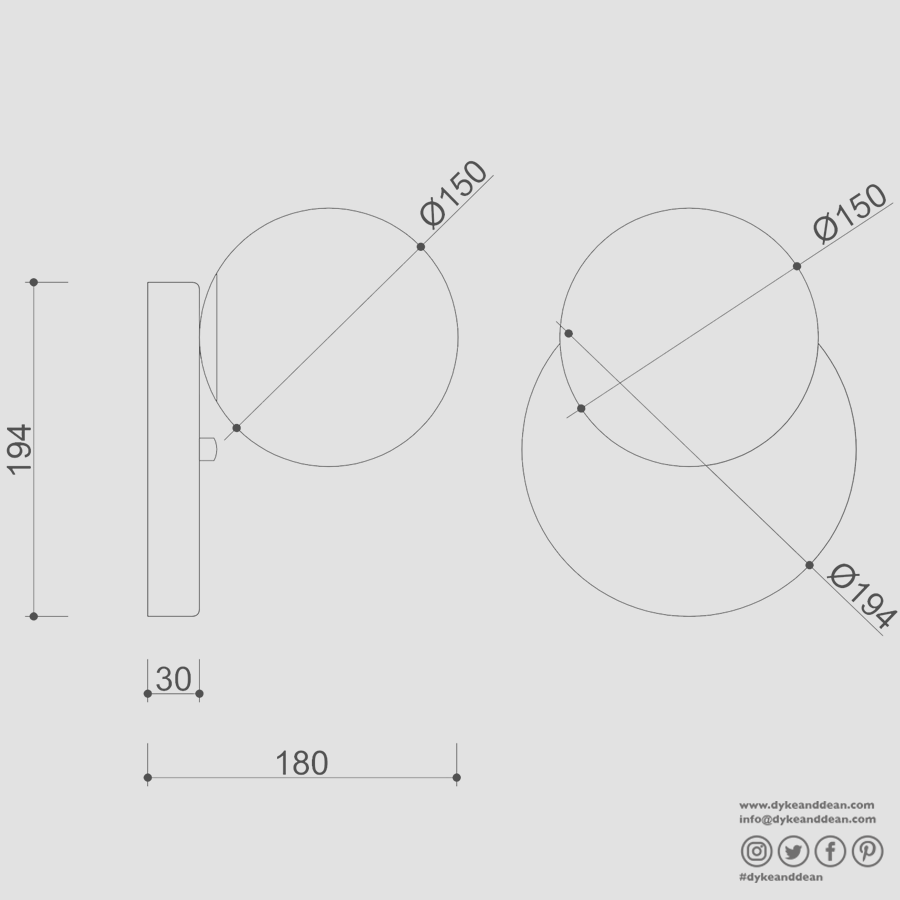REFA WATERPROOF OPAL GLOBE WALL LIGHT BLUE - DYKE & DEAN