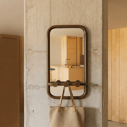 RETRO TUBE HALL HOOK MIRROR BROWN - DYKE & DEAN