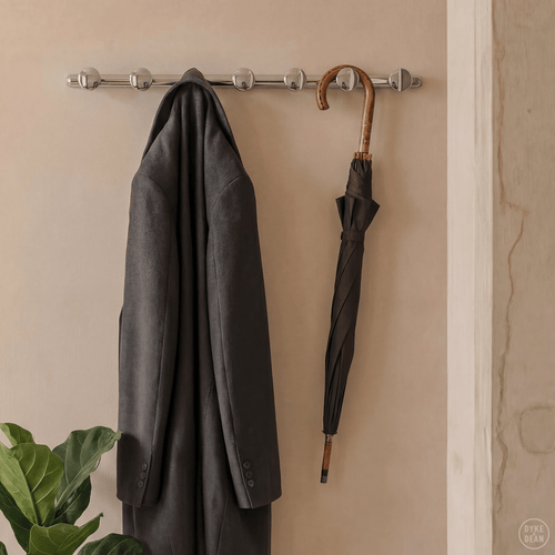 RETRO TUBE HALLWAY COAT RACK WITH 6 HOOKS CHROME - DYKE & DEAN